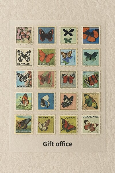 hediyeofisi 8' Butterfly Vintage Themed Sticker Set Bullet Journal Agenda Notebook Sticker