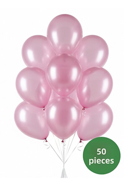 Noone مجموعة من 50 بالونًا معدنيًا باللون الوردي الفاتح مقاس 12 بوصة (30 سم) ...