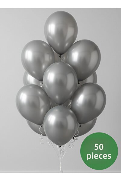 Noone مجموعة بالونات فضية معدنية مكونة من 50 بالونًا مقاس 12 بوصة (30 سم) |  ...