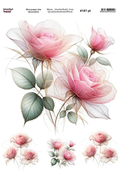 İstanbul Hobi ورق ديكور نحاسي 30×42 سم PT-4187 زهور