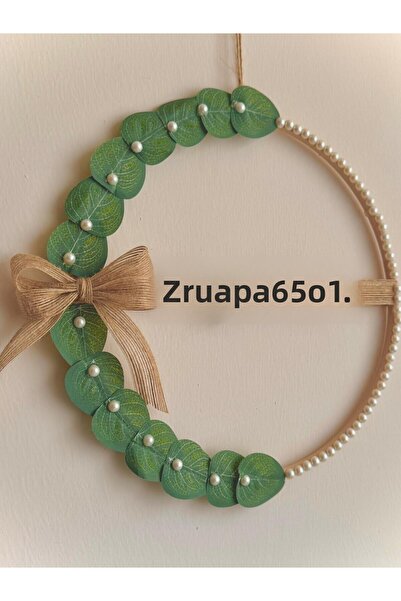 MACROMEKİDS Eucalyptus Leaf Pearl Beaded Welcome Door Ornament, Gift 30 cm