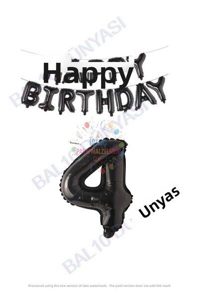 Generic Brand Black Happy Birthday Color Foil Balloon and Number Set Age 4