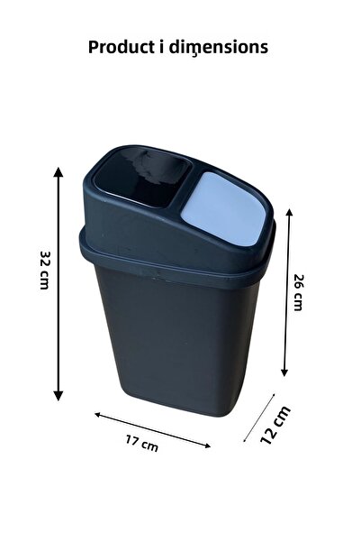 ViZKA Countertop Practical Lid Kitchen Bathroom Trash Can 5 Liters /Black