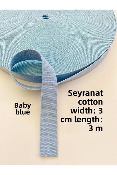 seyranat لون أزرق فاتح، عرض 3 أمتار، عرض 3 سم، حزام حقيبة من القطن، مقبض، شري...