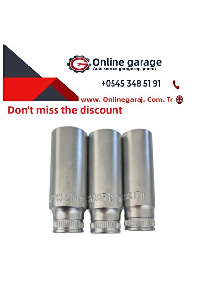 Rico طقم مفاتيح ربط عميقة 1/2 بوصة 17-19-21 مم - 3 قطع من الفولاذ الكروم فانا...