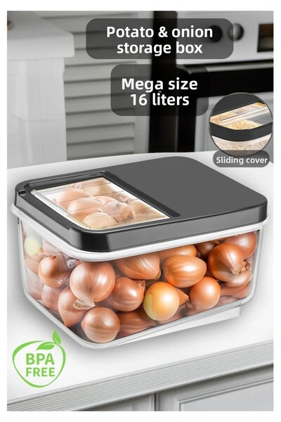 SAVLAR Sliding Lid Crisper Potato Onion Vegetable Storage Container Food Storage Container Anthracite 16 L