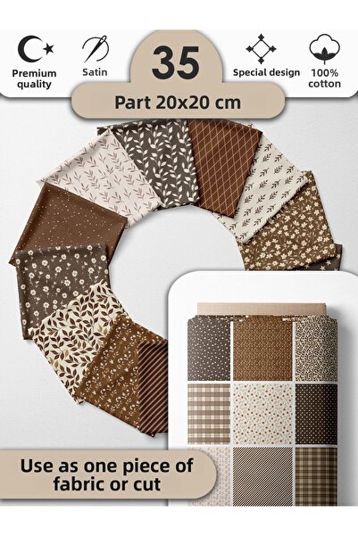 FabricMarket 100% βαμβακερό σατέν ύφασμα – 35 τεμάχια 20x20 εκ., ένα κομμάτι ύφασμα συνονθύλευμα, μπεζ χρώματα