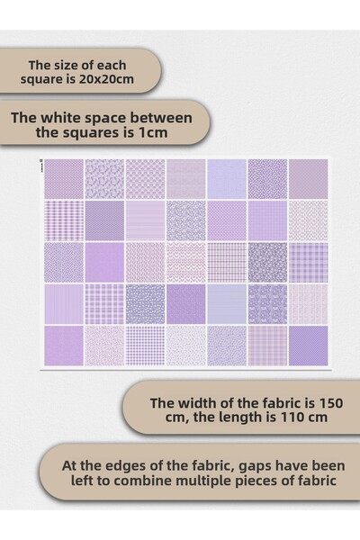 FabricMarket 100% Cotton Satin Fabric – 35 Pieces 20X20 Cm, One Piece Patchwork Fabric, Beige Colors