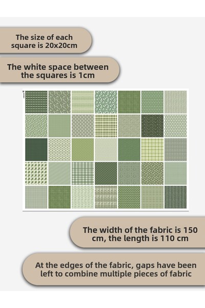 FabricMarket 100% Cotton Satin Fabric – 35 Pieces 20X20 Cm, One Piece Patchwork Fabric, Beige Colors