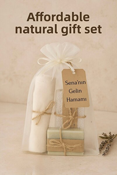 Bursa Home طقم حمام طبيعي من 3 قطع - مقشر، صابون مصنوع يدويًا، حجر التوليب في...