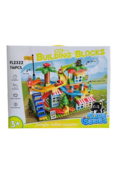 KentOyuncaK مكعبات بناء كبيرة 116 قطعة - قطار الملاهي في الغابة