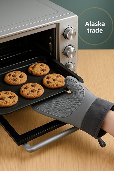 PHENORA قفاز فرن من السيليكون شديد التحمل |   قفازات مطبخ آمنة وغير قابلة للانزلاق