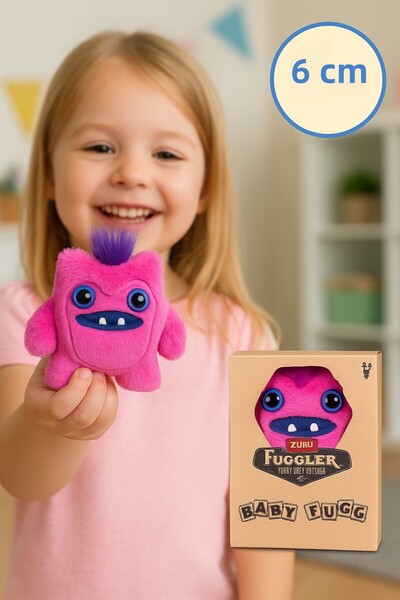 TOYFEST Mini Collectible Zuru Fuggler Baby Fuggs Funny Ugly Plush Toy Greedy Grinner Pink 9cm