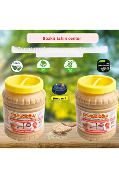 Kalaycıoğlu Bozkır Tahin Center Stone Mill White Tahini 1900 Gr X 2 Pieces (Vegan & Gluten-Free)