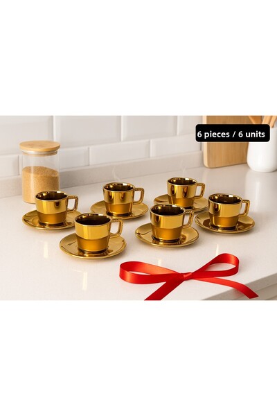 Fiyakalı Ürünler Atölyesi 6 Pieces Glass Coffee Cup Set,Straight,Turkish Coffee Cup Set,Tea and Coffee Presentation