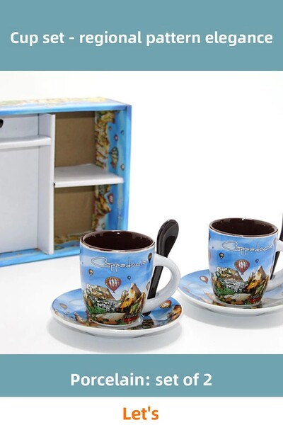 Letsii Local Patterned Elegant Porcelain Double Cup Set