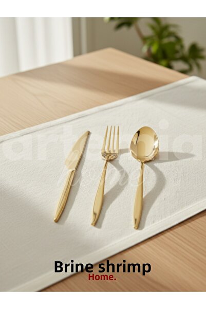 DMR LİFE Gold Dine 48 Piece 8 Person Cutlery Set with Box (Titanium Gold)