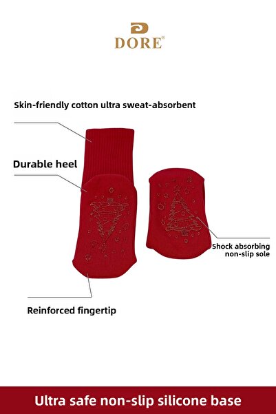 Dore Original Women's Christmas Themed Yoga & Pilates Socks Non-Slip Sole Christmas Gift Socks 1 Pair