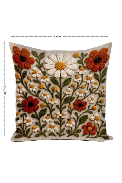 Pillow Home Retro Style Punch Look Daisy and Orange Flower Patterned Digital Printed Throw Pillow Covers Set of 4