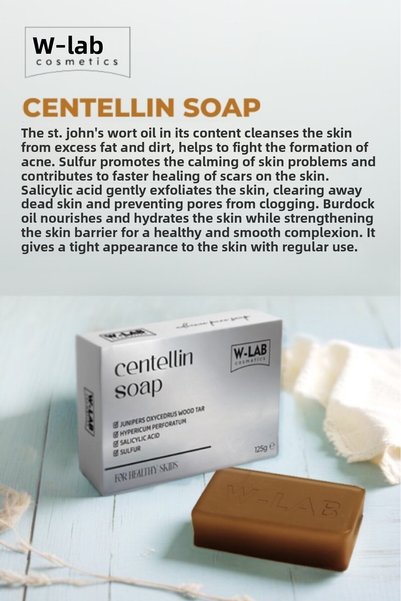 W-Lab Cosmetics Centellin Soap 125 Gr Effective Against Eczema, Scaling, Psoriasis and Itching