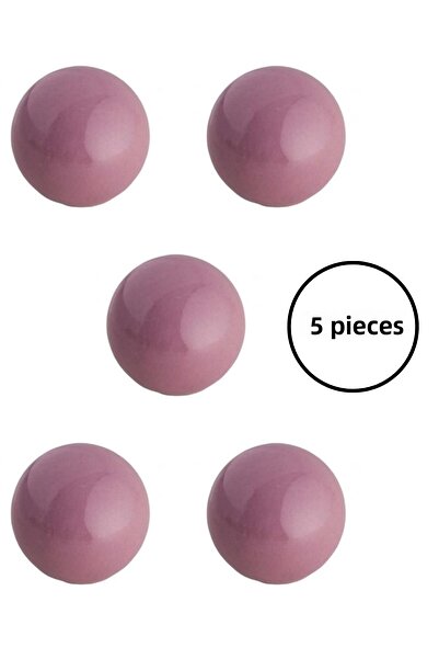MegaVitrin 5 Pcs Porcelain Ball Knob Pink Children's Room Furniture Handle Ceramic Single Screw Drawer Handle (30 mm)