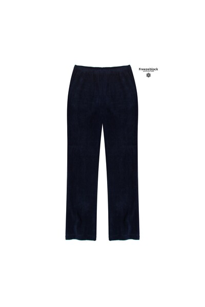 Cottonland Women's Dione Flare Cut High Waist Wide Leg Fleece Pants Dark Blue