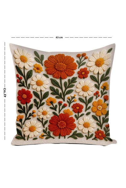 Pillow Home Bohemian Style Punch-Look Orange Yellow Floral Cushion Cover