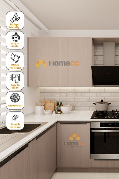 HOMECC İNTERİOR Самозалепващо фолио - Истинска тикова фурнирова хартия - Мебе...