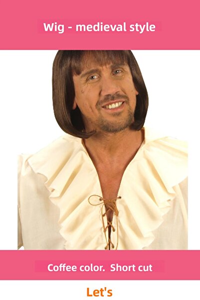 Letsii Brown Short Medieval Wig Special Design for Men