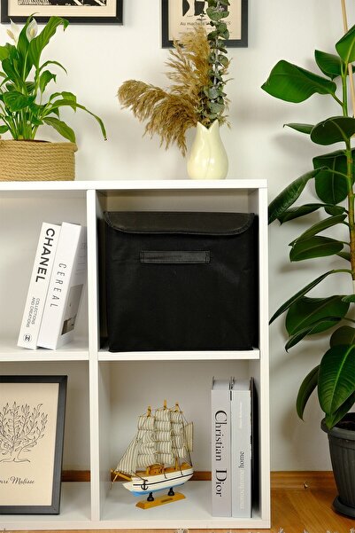 HomyJRs Black Wardrobe Laundry Toy Organizer Folding Storage Box with Lid 30X30X30