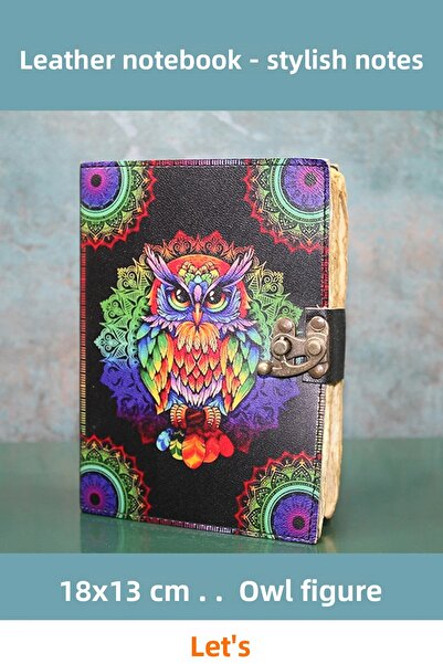 Letsii دفتر ملاحظات جلدي بتصميم بومة جمالية مقاس 18x13 سم