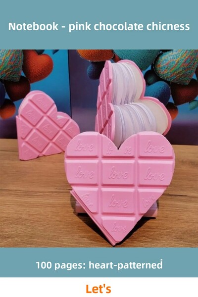 Letsii دفتر ملاحظات شوكولاتة وردي بتصميم قلب 100 صفحة