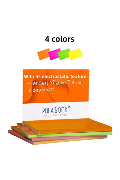 POLABOOK Electrostatic 4 Color Set Smart Memo Paper 7X10Cm - 50 Sheets Sytp