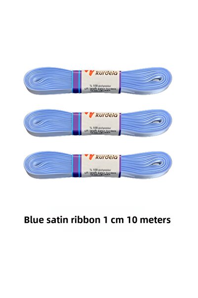 Organizasyon Pazarı شريط ساتان أزرق 1 سم 10 أمتار لتزيين البالونات والهدايا و...