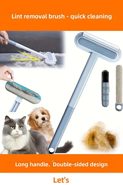 Letsii فرشاة تنظيف شعر الحيوانات الأليفة ذات مقبض طويل ومريحة مصنوعة من الألي...