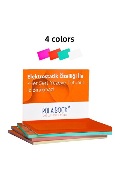 POLABOOK Electrostatic 4 Color Set Smart Memo Paper 7X10Cm - 50 Sheets Pktb