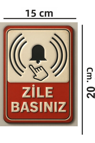 sıradışıhediyem Press the Metal Bell Warning Sign 15X20 cm Is Double-Sided and Has a Sticker on the Back.