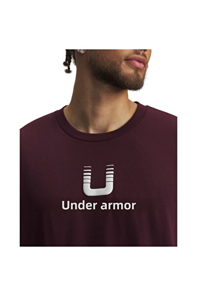 Under Armour 6005150-600-Ua Hwt U Logo Ss Burgundy Crew Neck Regular Printed Men's T-Shirt