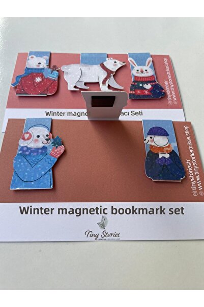tinystoriestr علامة كتاب مغناطيسية - 6 قطع بتصميم شتوي وحيوانات لطيفة - علامة...