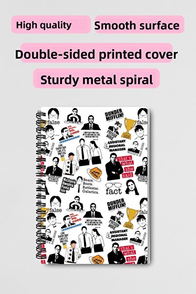 qoeuyl boutique The Office Michael Scott Dwight Jim Pam Designed Wirebound A5 Unlined Notebook