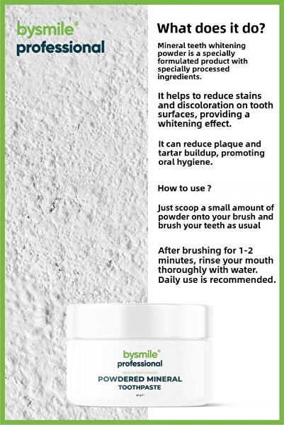 BySmile Professional Mineral Teeth Whitening Powder Long Time Freshness I Lasting Effect