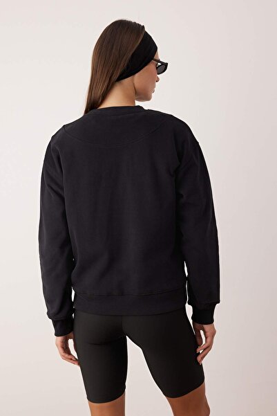 Trendyol Collection Black Premium Oversize/Wide Fit Thick Fleece Lined Knitted Sweatshirt Twoaw26Sw00203