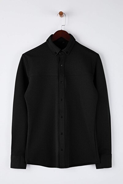 Trendyol Collection Чорна сорочка Regular для чоловіків TMNAW26GO00023