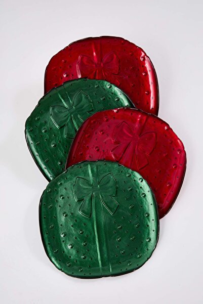 TRENDYOLMİLLA HOME New Year's Bow 4-Piece Cake Plate Tphaw26Tbk00016