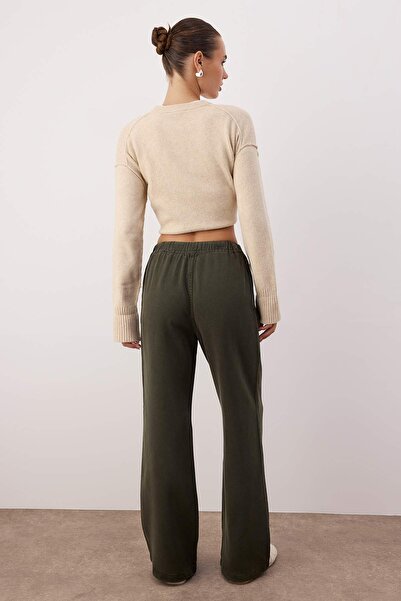 Trendyol Collection Dark Khaki More Sustainable 100% Tencel ™ High Waist Jeans with Elastic Waist Twoss24Je00203