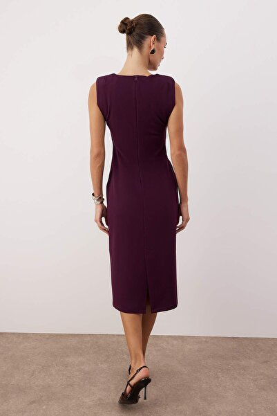 Trendyol Collection Plum Straight Bodycon Midi Woven Dress Twoaw26El00285