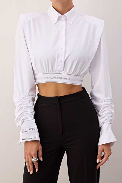 Trendyol Collection Sagaza Studio Weißes Popeline-Kurzhemd - TPRSS22GO00006