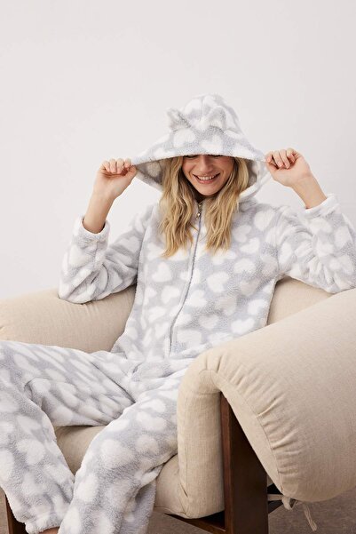 ترينديول كوليكشن بذلة محبوكة من الصوف على شكل قلب رمادي 100% بوليستر THMAW26TU00000