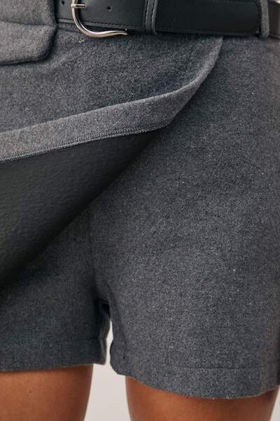 Trendyol Collection Antracitová podrobná sukně s páskem TWOAW21SR0037