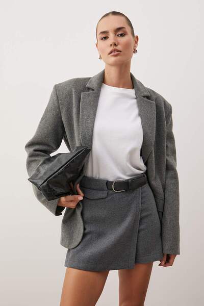 Trendyol Collection Спідниця з антрацитового поясу з детальним тканим сортом TWOAW21SR0037